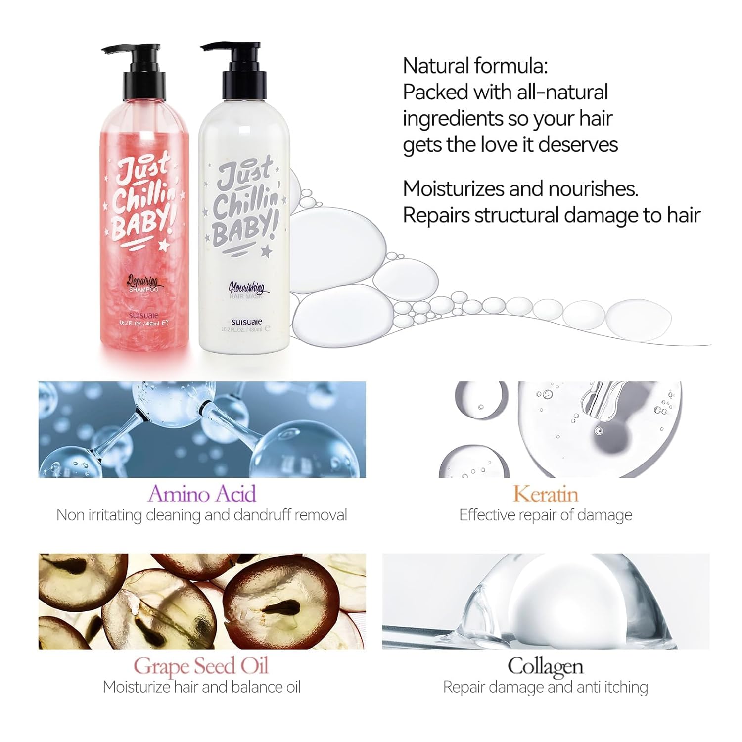 Oily Hair Shampoo and Conditioner for Women, Clarifying Shampoo and Conditioner for Oily Hair, Silicone-free Shampoos and Conditioners Set, 32.4 Fl Oz