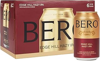 BERO Edge Hill Hazy IPA, Non-Alcoholic Craft Ale 6-Pack, Tropical & Juicy Hazy IPA, Hoppy New England-Style NA Beer by Tom Holland, Alcohol Alternative Beverage for Every Occasion