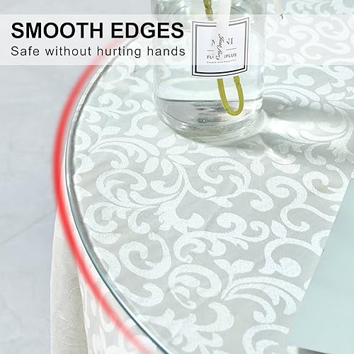 Miniatura 10 de Mesa de comedor redonda de cristal de 18 pulgadas, juego de mesa de cocina de vidrio templado circular transparente para mesa de comedor circular