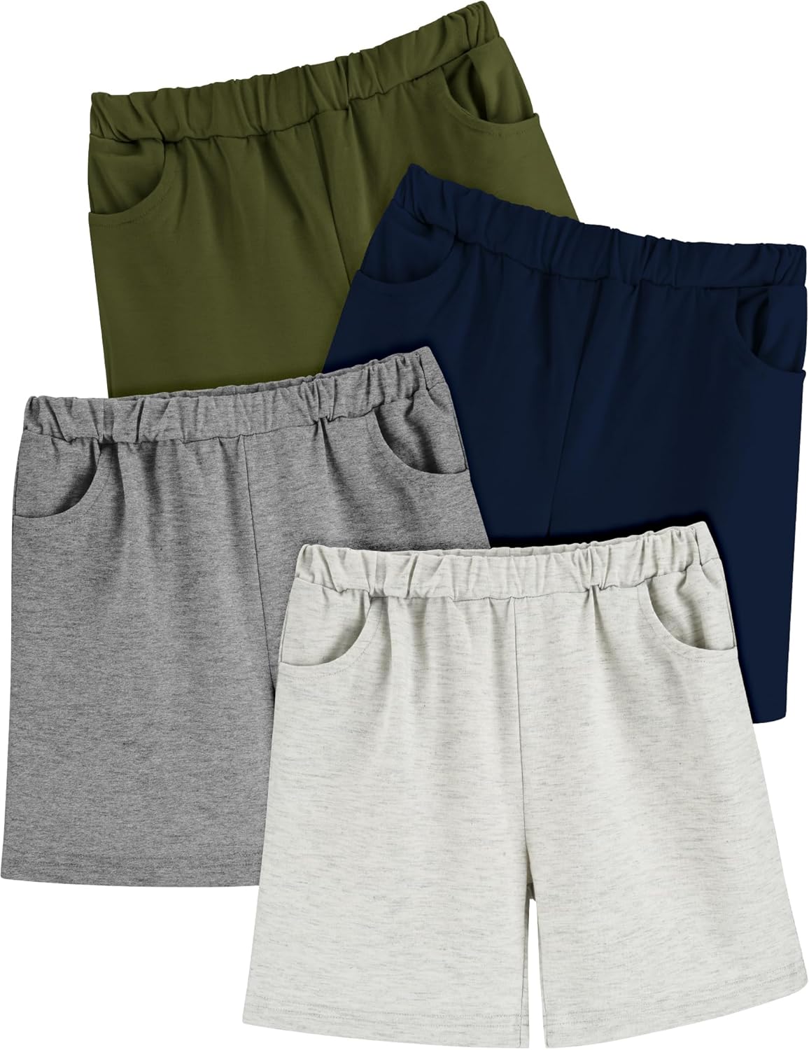 Boys Shorts 4-Pack Toddler Baby Pull on Short Casual Athletic Jogger Elastic Waistband Quick Dry Knit Shorts