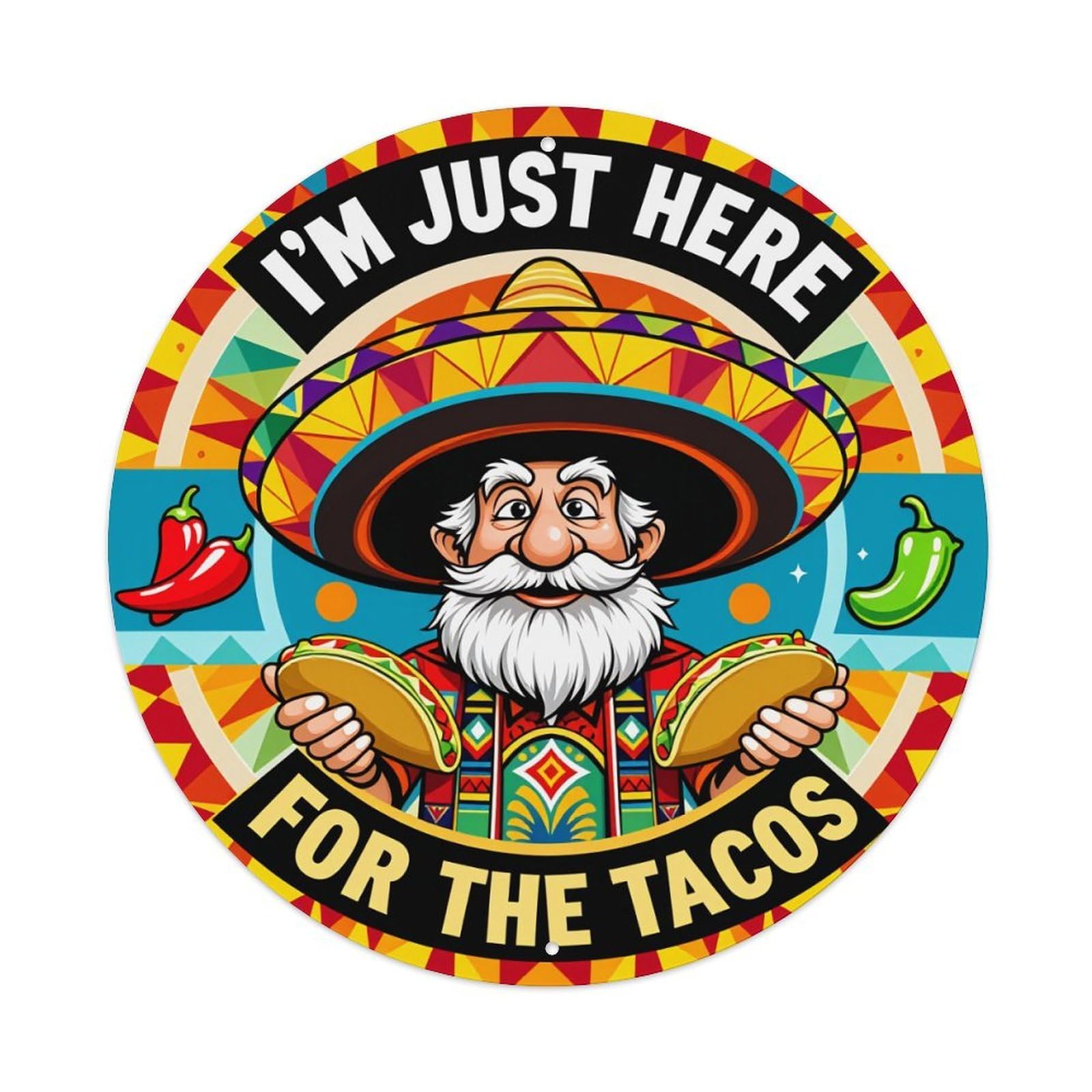 Jdfenggu Vintage Colorful Mexican Man With Tacos Retro Metal Tin Sign, Metal Poster For Bar, Home, Man Cave, Kitchen, Laundry Room Art Decor 8X8 Inch
