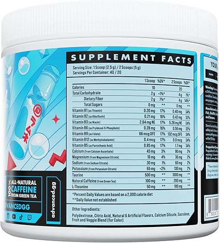 Miniatura 3 de Advanced Fórmula energética que aumenta la energía con electrolitos para hidratación, L-teanina para combatir el nerviosismo, sin azúcar y apta para