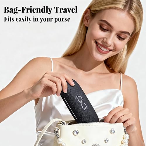 Vista 7 de RayLove Estuche para lentes, paquete de 2 unidades, unisex, funda rígida para lentes, de piel sintética, con accesorios para gafas