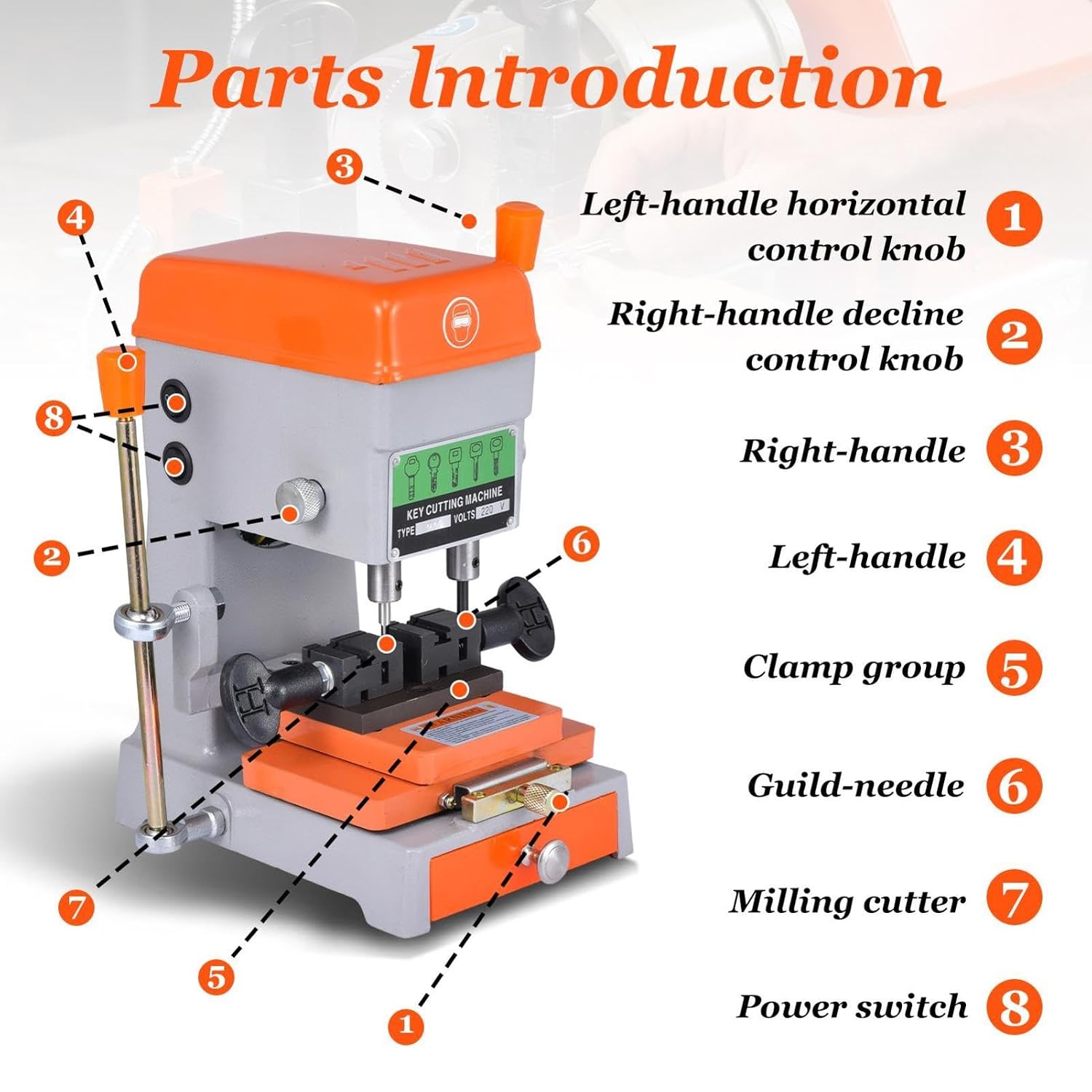 150W Vertical Keys Duplicator Machine - 368A Cutter Cutting Machines Copy, 110V Multifunctional Cutting Duplicate Equipments, for Duplicating House Door Car