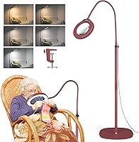 Vista 12 de Lupa 10X con luz y soporte, lámpara de pie flexible de cuello de cisne de 24 pulgadas, LED 3 en 1, 5 modos de color, lupa iluminada regulable sin