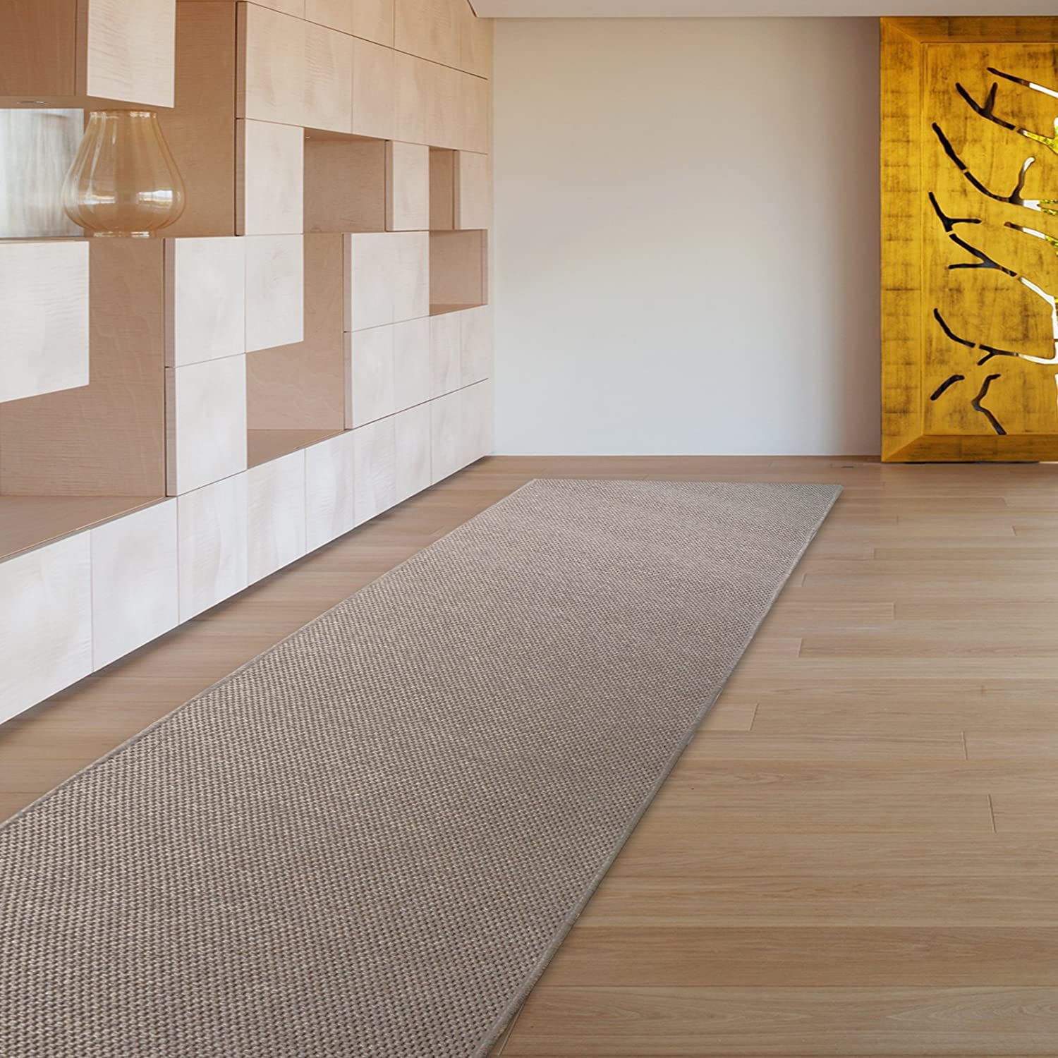 casa pura Teppich Läufer für Küche, Flur & Wohnraum - Teppichläufer auf Maß in Sisal Optik - Meterware - Flurteppich - Küchenläufer - Wohnzimmer Teppich (Kalkuta, Taupe, 80x400cm (BxL))