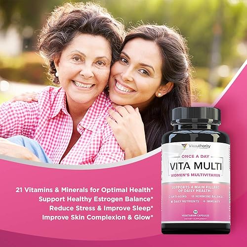 Miniatura 7 de VITA Multi Multivitamínico para Mujeres Suplemento multivitamínico diario para mujer con DIM, yodo, Ashwagandha  Apoya la tez juvenil, el cortisol