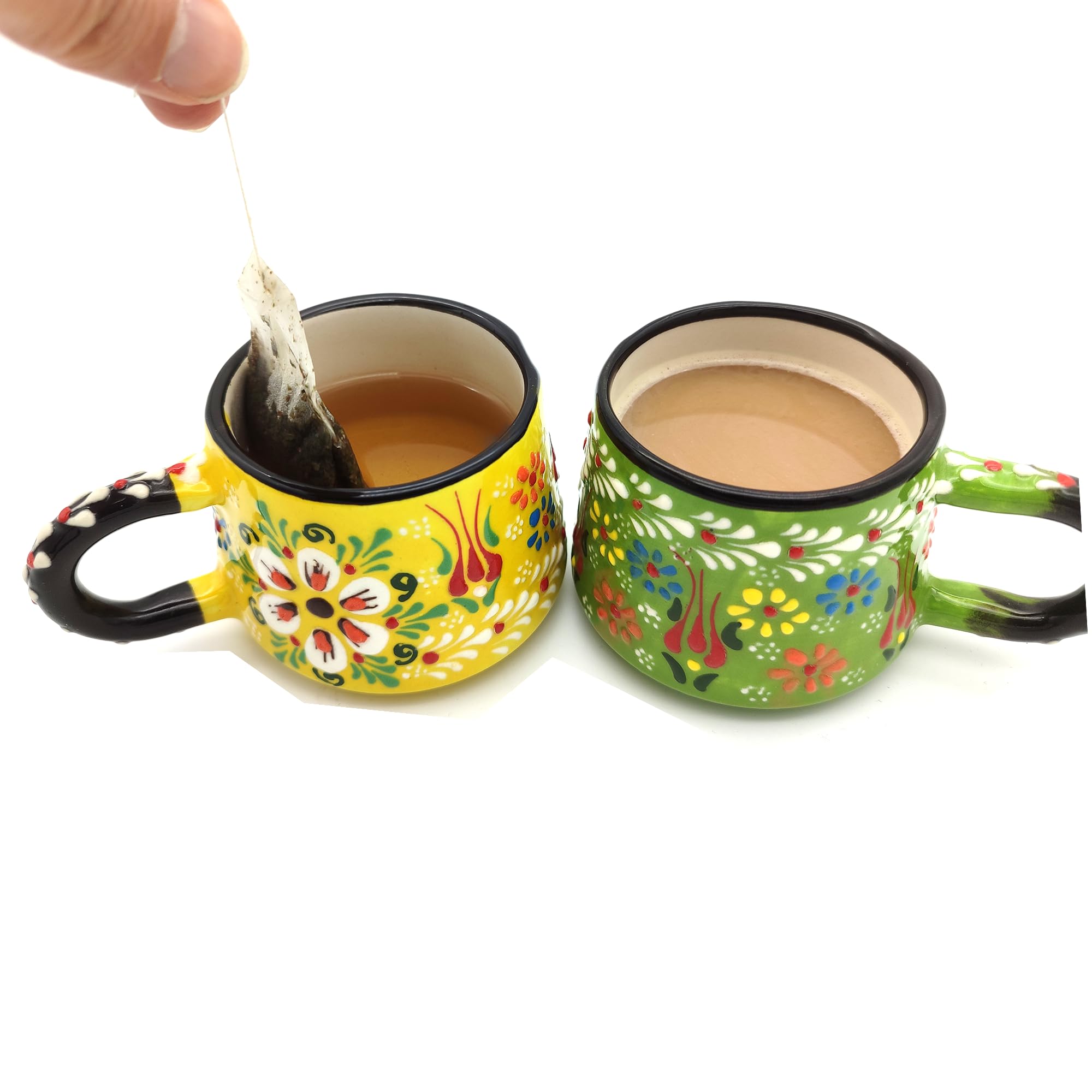 Juego de 6 tazas de café de cerámica hechas a mano de 6 onzas para tazas de espresso, juego de tazas de café multicolor para té, capuchino, café con leche, 180 ml