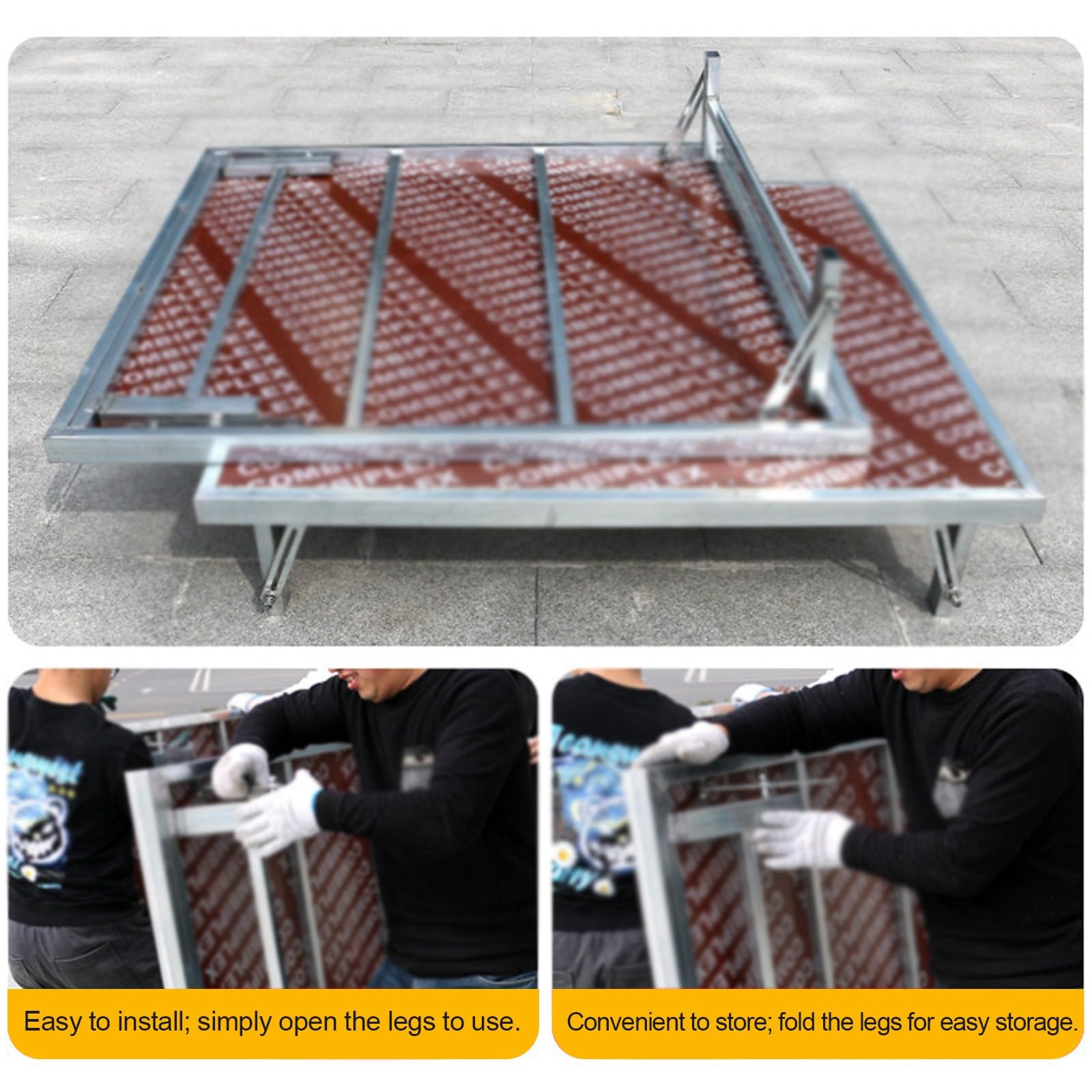 Palco pieghevole e portatile, portata 500 kg, gambe pieghevoli, design modulare per concerti, DJ, feste ed eventi(100x128x30cm/39.4x50.4x11.8in)