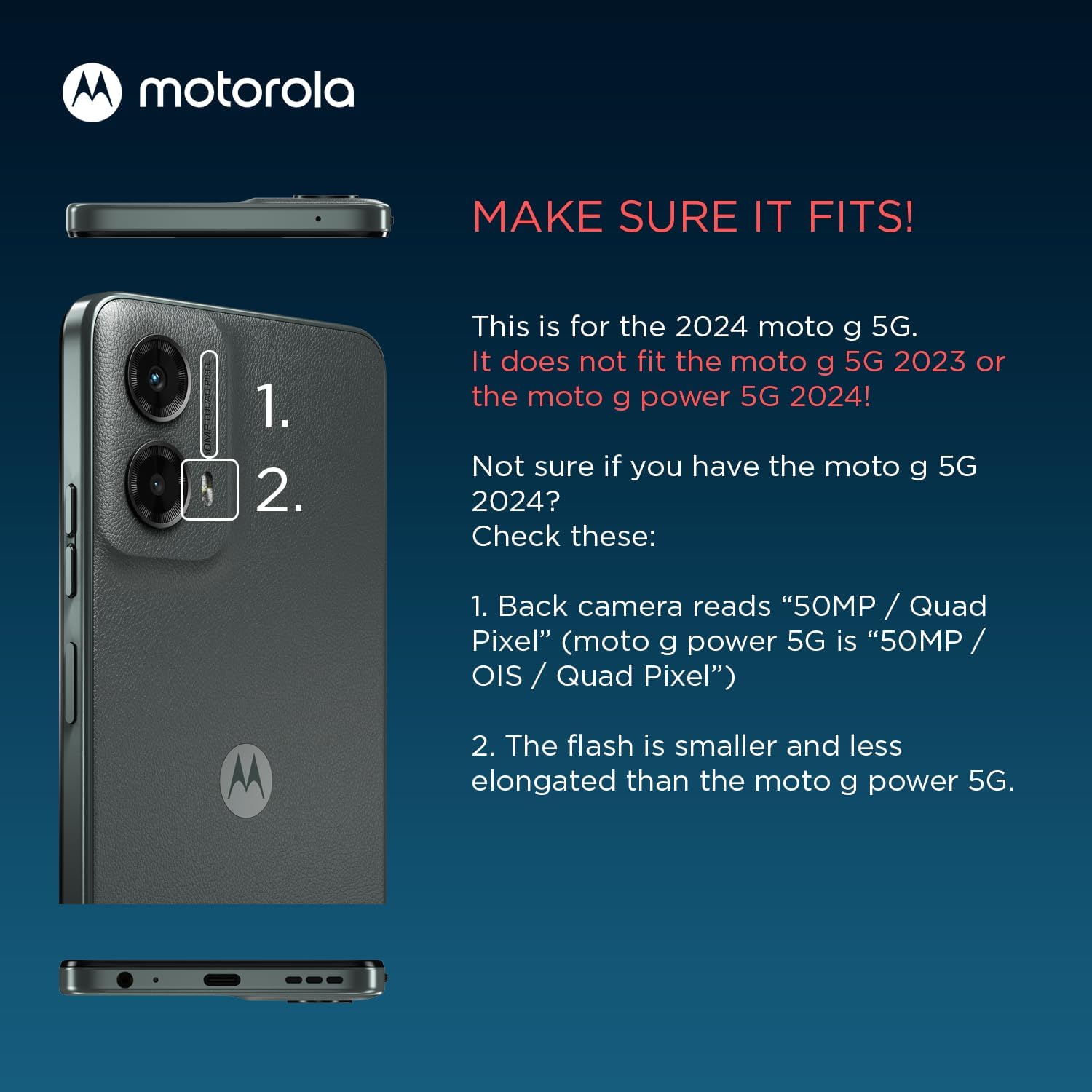 Motorola Moto G 5G (2024) Protective Bundle- Phone Case + 9H Tempered Glass Screen Protector - Black