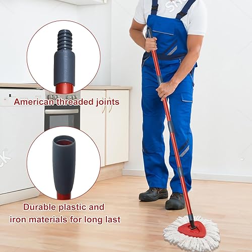Miniatura 5 de Mango de repuesto para trapeador giratorio compatible con trapeador giratorio O Ceda, mango de repuesto de trapeador de 4 secciones de 30 a 58