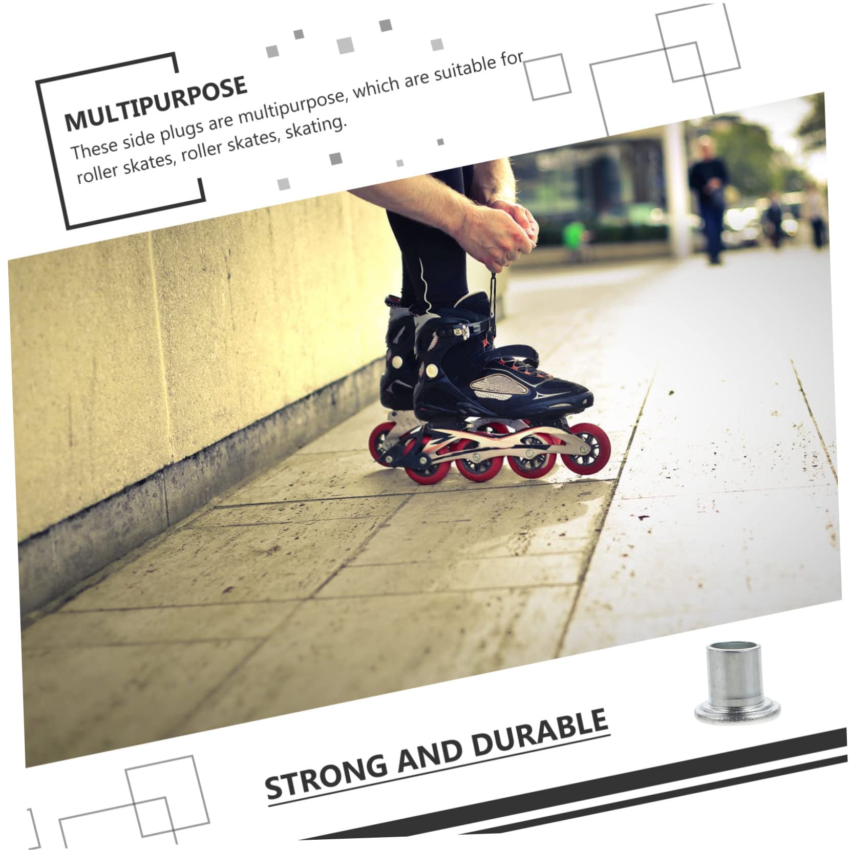 Toyvian 3sets Stainless Steel Roller Skate Side Plugs Durable Rustproof Axle Spacers for Smooth Skating Fit for Inline Quad Roller Skate Supplies 50pcs*3