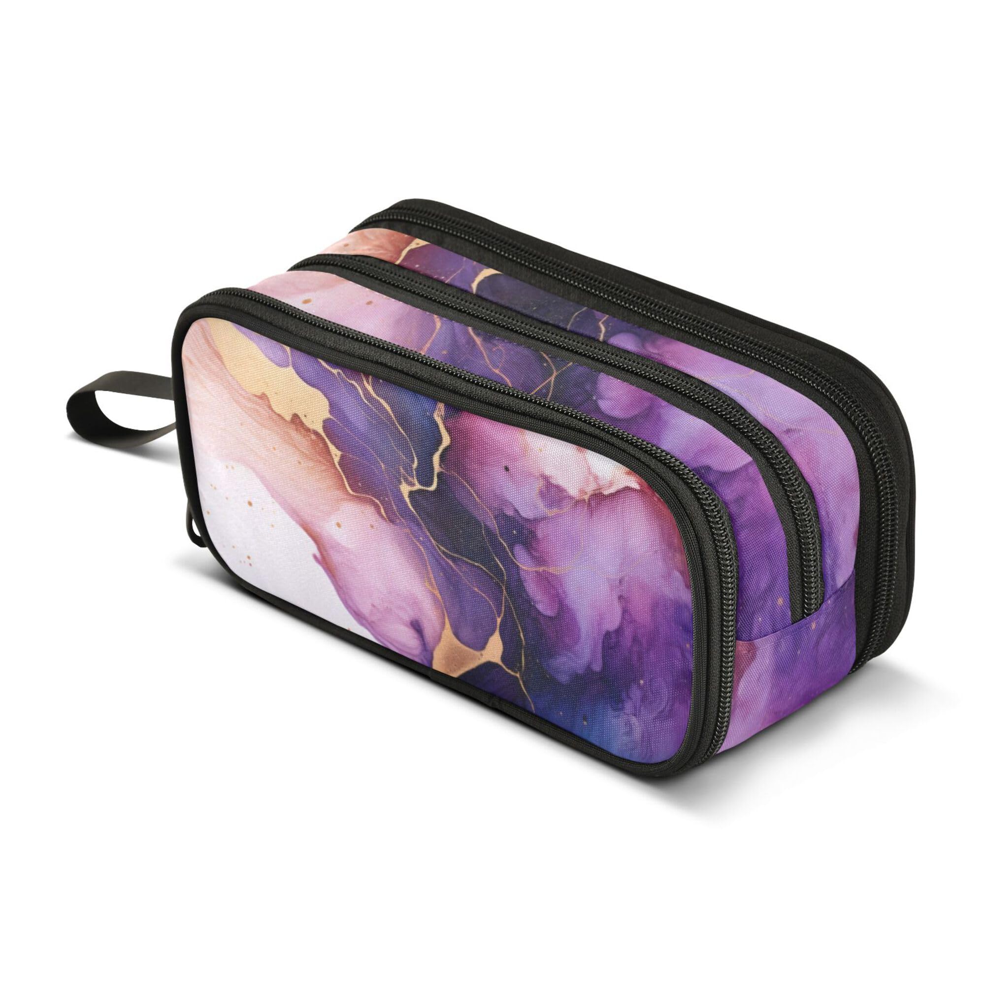 ALAZA Large Pencil Case, Big Capacity Pencil Bag Pen Pouch Holder 3 Compartments,Marble Purple School Office Supplies Stationery Makeup Bag Storage Organizer for Students Girls Boys Women Men — image 1