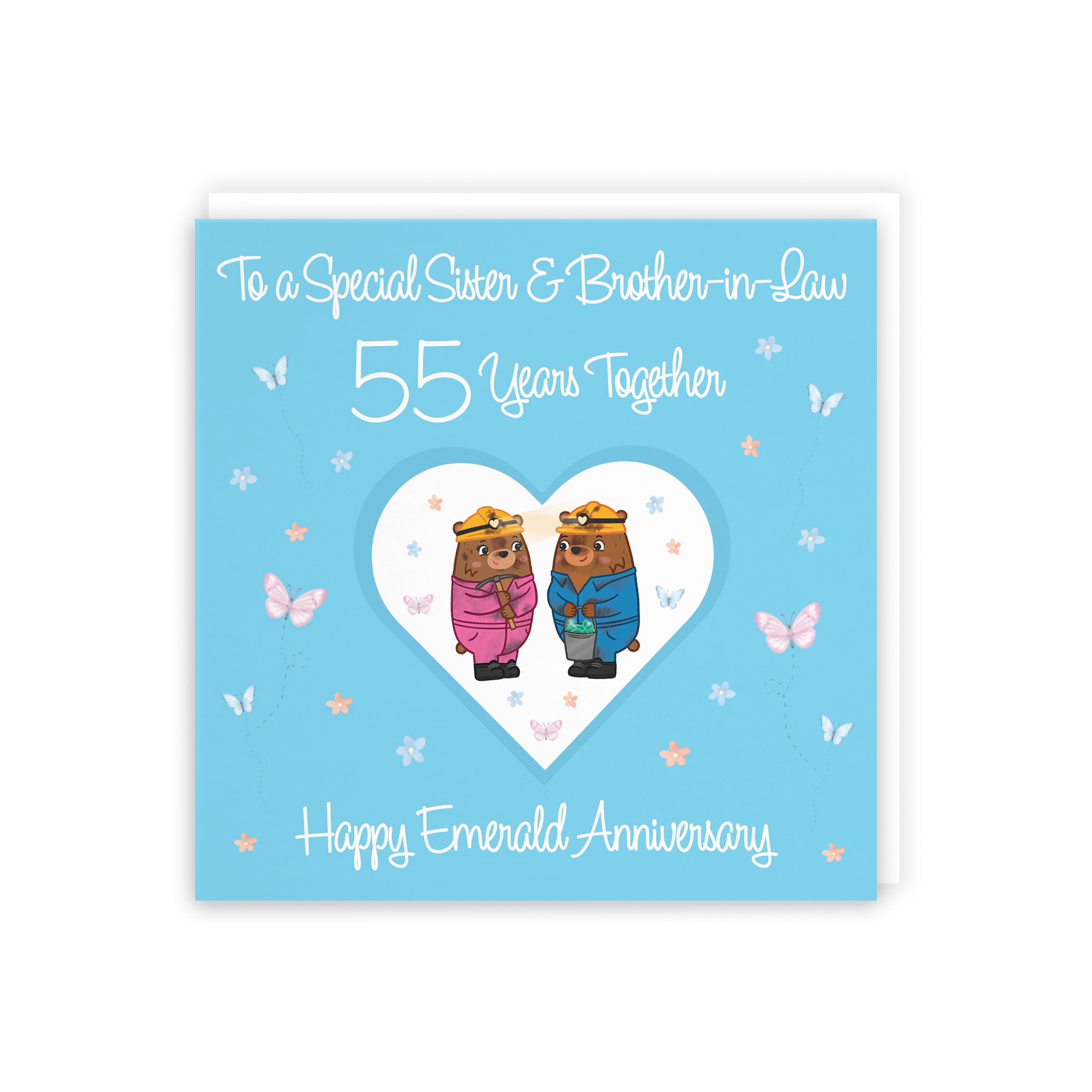 Hunts England, Sister & Brother-in-Law 55th Anniversary Card, 55 Years, Emerald Anniversary, Romantic Meadows, Fun Card - Image 3