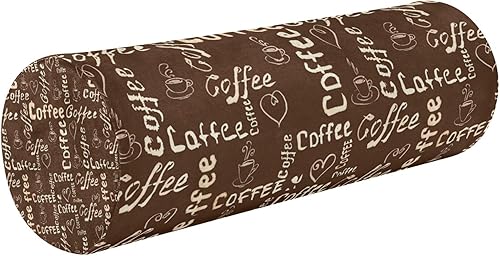 JUNZAN Almohada de rodilla con corazones de café marrón y tazas de café, almohada para piernas, almohada decorativa para el cuello, almohada redonda