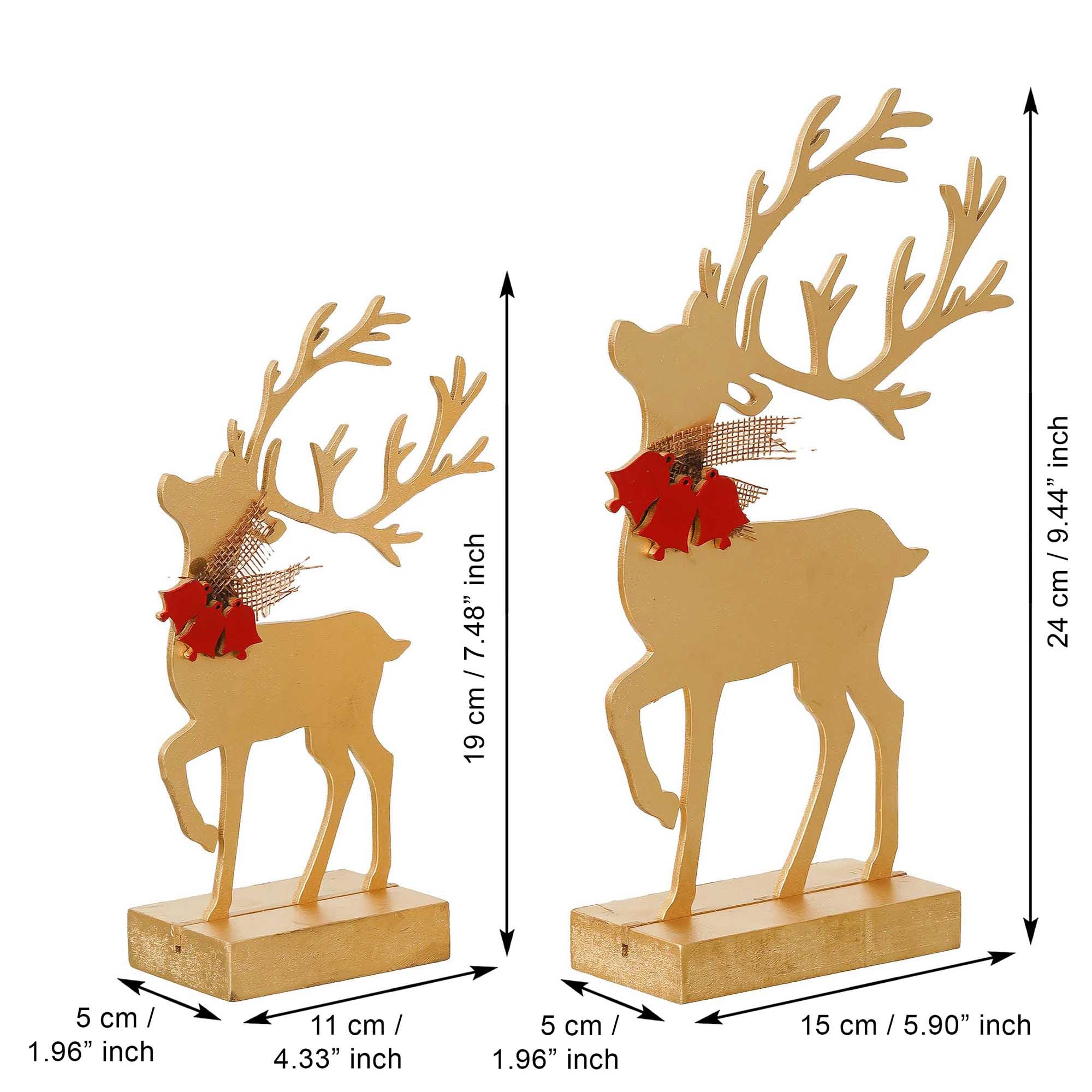 Golden Wooden Reindeer Showpieces - Christmas Decor -4