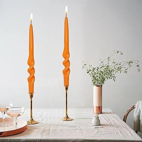 Miniatura 57 de Vela cónica en espiral torcida de 10 pulgadas, velas de colores sin perfume, velas altas sin humo para el hogar, vacaciones, boda, fiesta