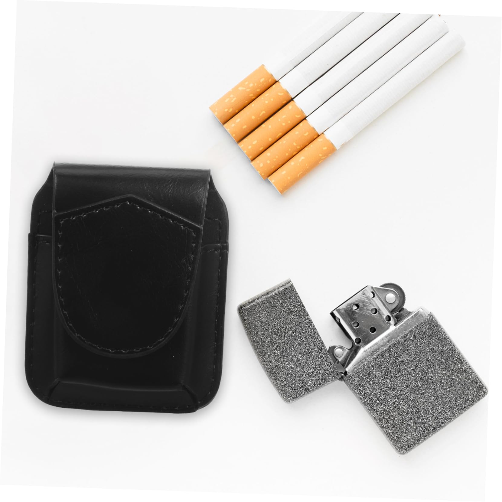5pièces Étui Cuir pour Briquet Et Accessoire Pratique pour Fumeurs Rangement Portable Cuir