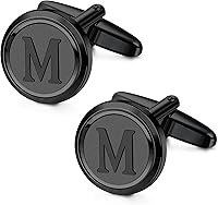 LOYALLOOK Personalized Initial Gold Cufflinks for Men - Engraved Copper Cuff Links, Elegant Groomsmen Wedding Gift for Husband Father