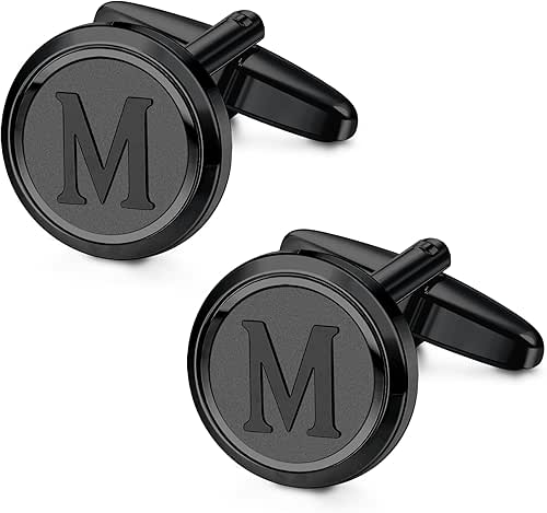 LOYALLOOK Initial Gold Cufflinks for Men Gold Cuff Links Personalized
