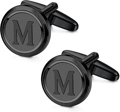 LOYALLOOK Initial Gold Cufflinks for Men Gold Cuff Links Personalized Copper CuffLinks Letter Cufflinks Gift for Groom Husband Father