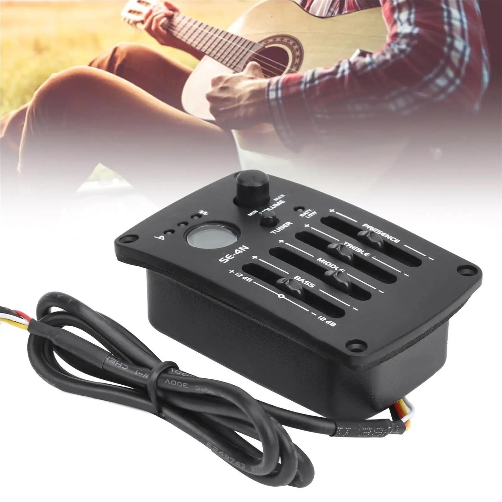 Preamplificatore Pickup Equalizzatore EQ A 4 Bande Per Chitarra Acustica - Accessorio Per Strumenti Musicali SE-4N