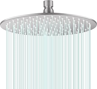 Docce Fisso Rotondo Soffione Doccia a Pioggia in Acciaio Inox Soffione Doccia a Pioggia con Getti In Silicone Anticalcare 304 Acciaio Inox Ultra Sottile (Argento, 25 cm)
