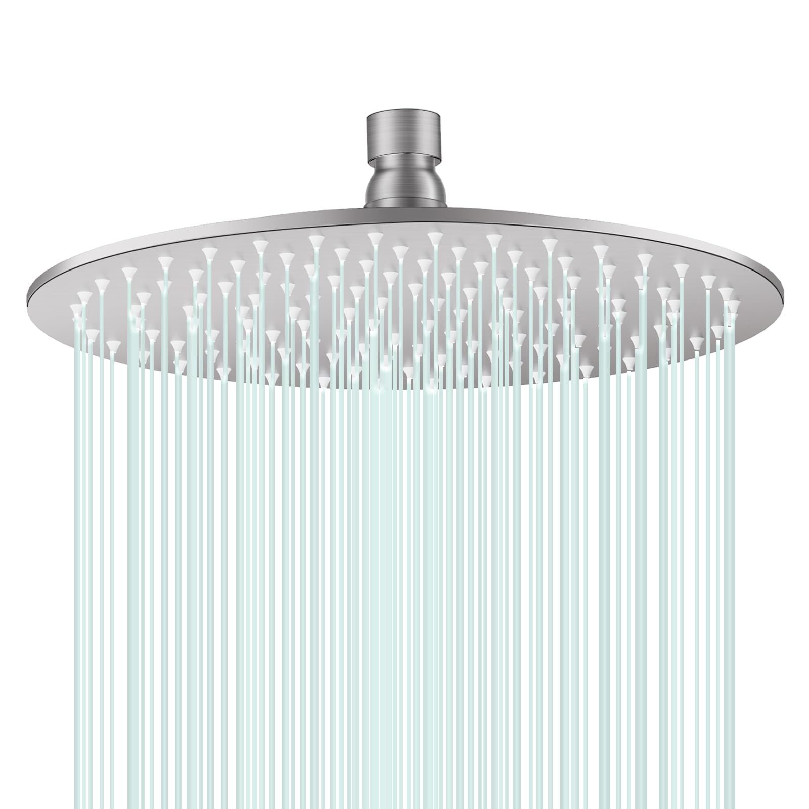 Docce Fisso Rotondo Soffione Doccia a Pioggia in Acciaio Inox Soffione Doccia a Pioggia con Getti In Silicone Anticalcare 304 Acciaio Inox Ultra Sottile (Argento, 25 cm)