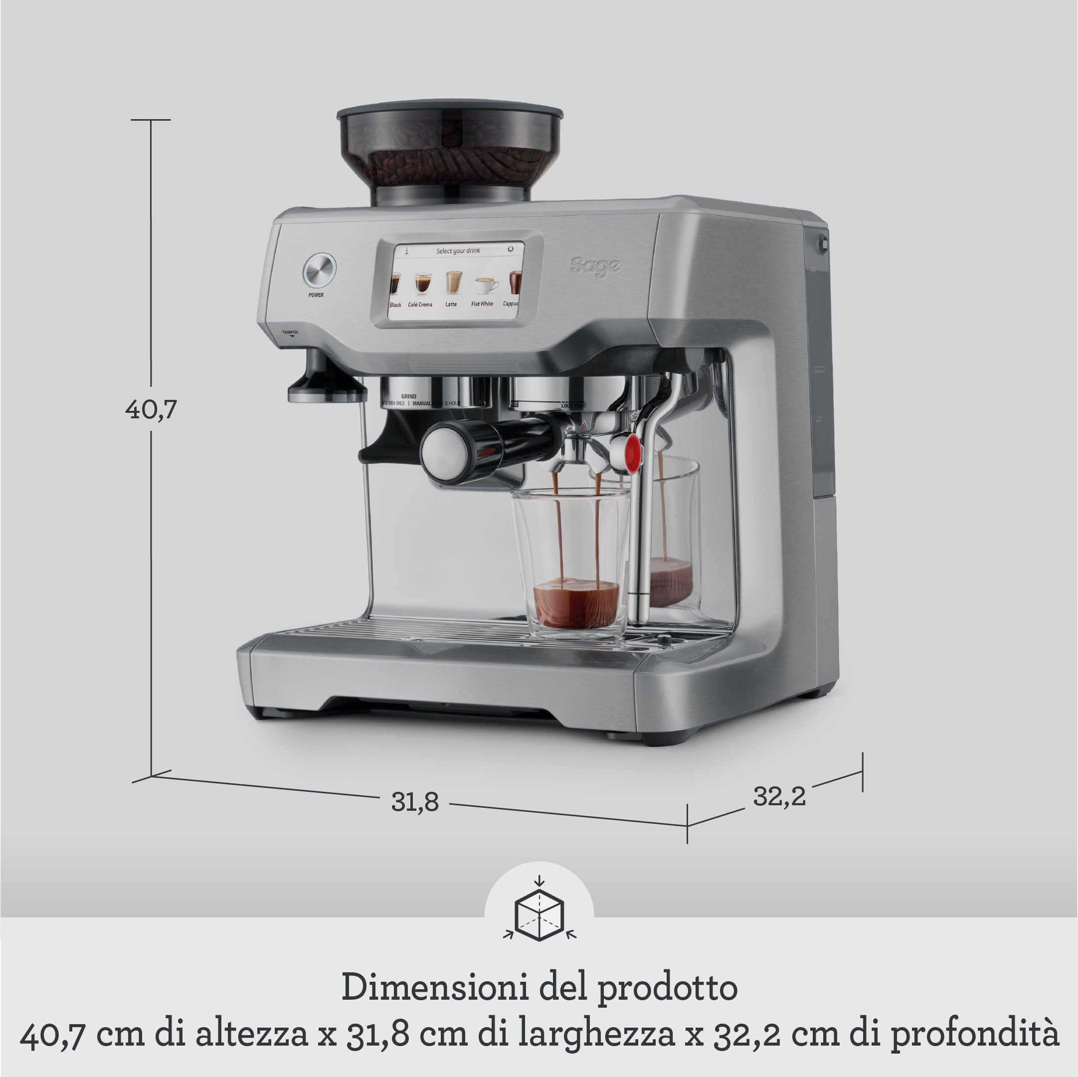 Sage - The Barista Touch - Macchina per Caffè in Grani con Montalatte Automatico - Tartufo Nero