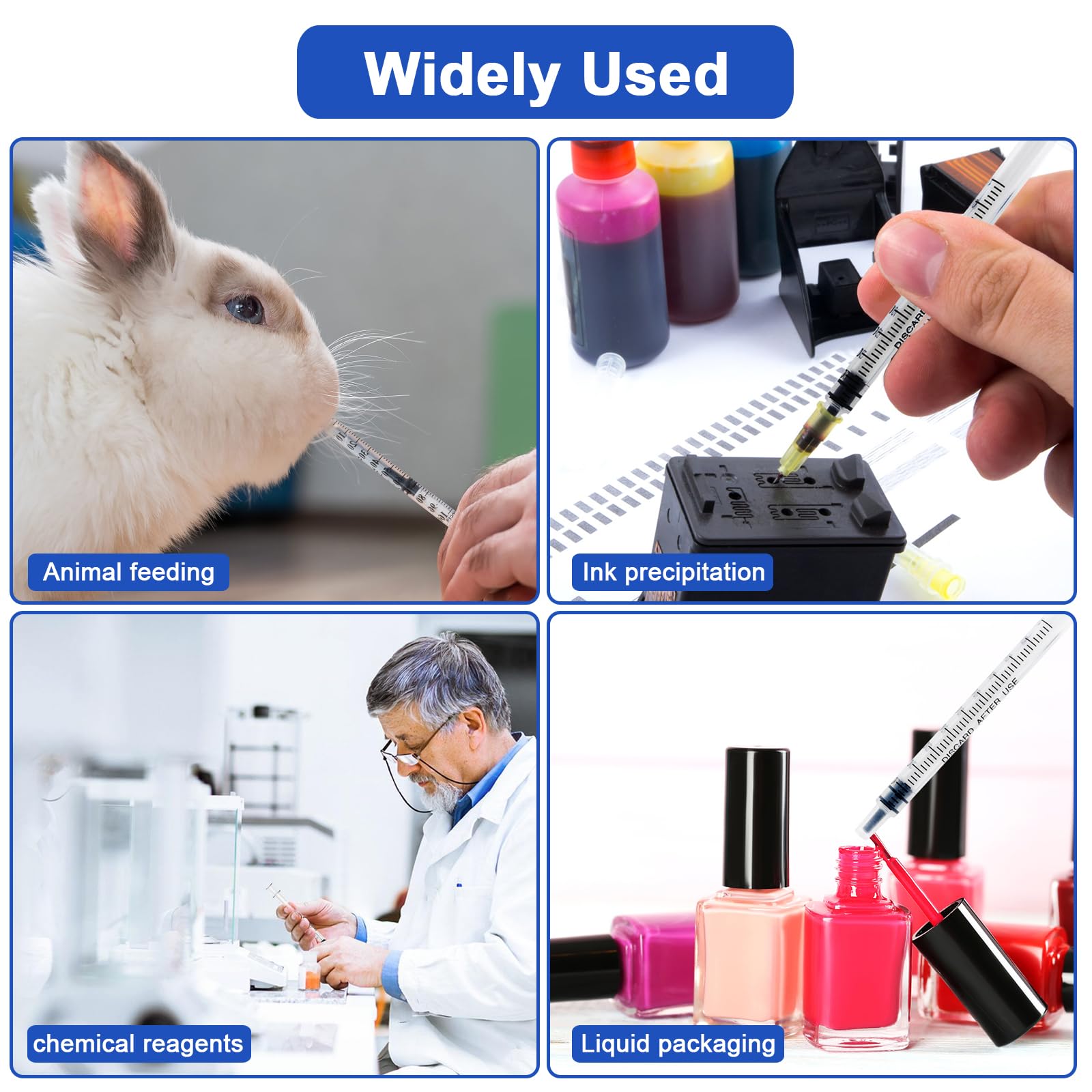 20 sztuk strzykawek 1 ml bez igieł, do napełniania i pomiaru płynów, laboratoriów naukowych, karmienia zwierząt