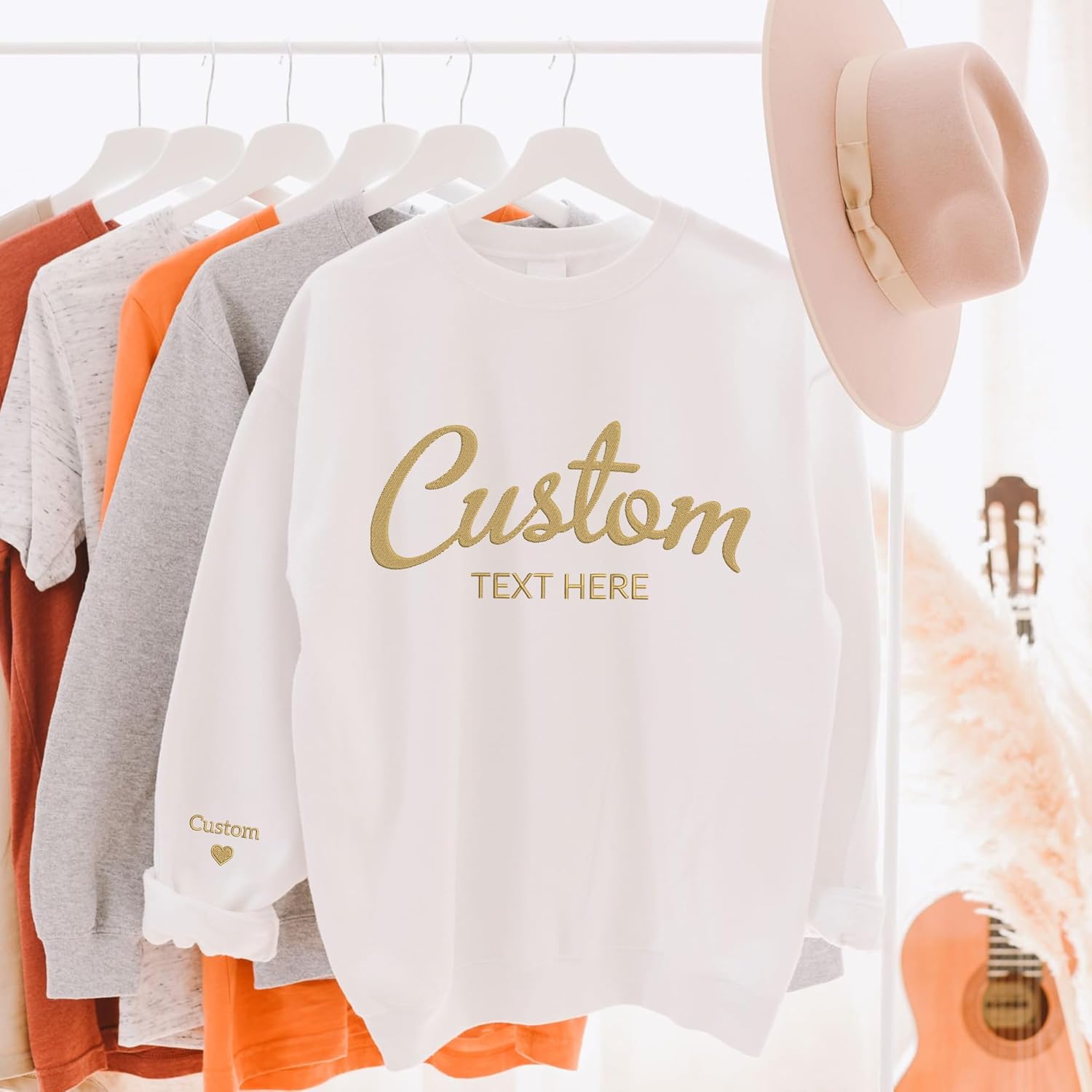 GodLover Custom Embroidered Sweatshirt and Hoodie, Add Your Own Text, Personalized Gift for Everyone, Mothers Day, Christmas - Image 3