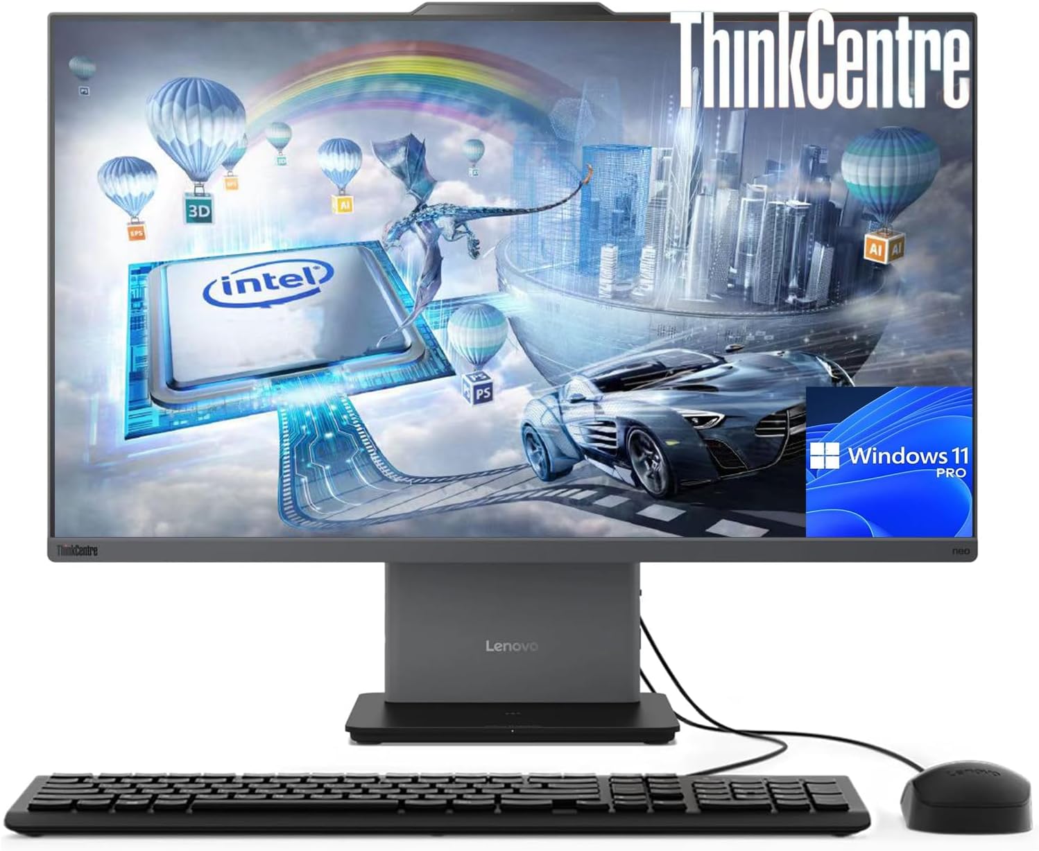 Lenovo ThinkCentre 27" FHD Touchscreen All-in-One Desktop Computer  64GB DDR5 RAM  1TB PCIE SSD  Intel 13th 8-Core I5 Processors  Wi-Fi 6  Windows 11 Pro