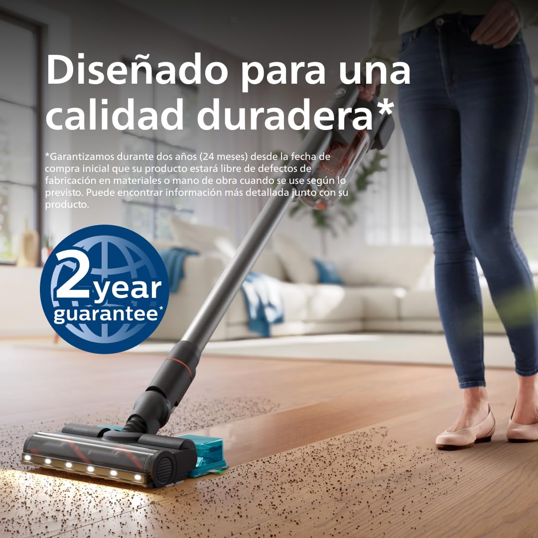 PHILIPS Aspiradora sin Cable Serie 7000 Aqua, Motor Digital, Tecnología PowerCyclone 12, con Luces LED, Módulo Aqua acoplable, hasta 80 min de autonomía, con 2 Accesorios, Azul (XC7053/01)