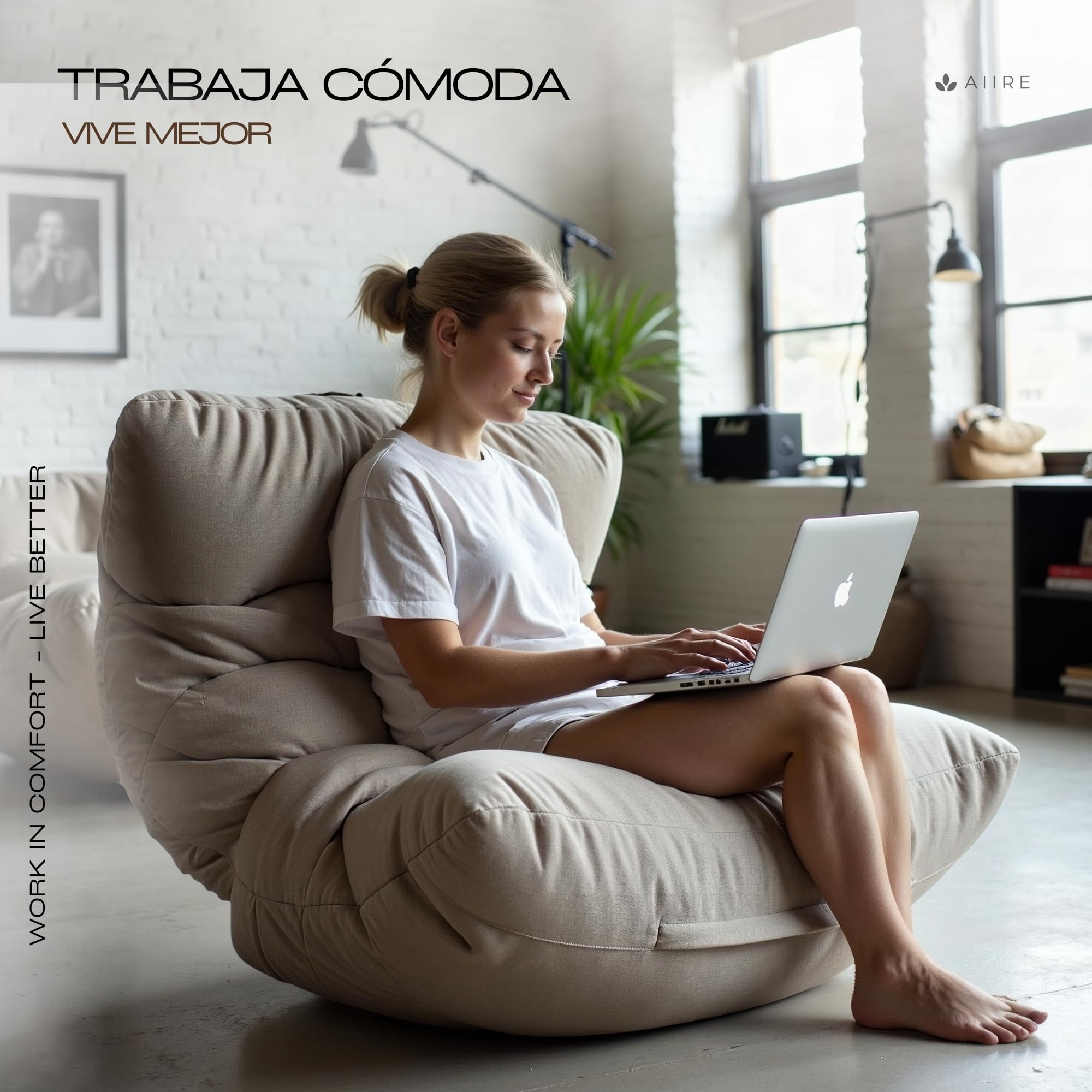 Aiire Puff Salon de Lujo Moderno - Sofa Puf con Relleno Incluido Gigante de Diseño en Terciopelo Premium - Bean Bag Chair Grande para Adultos o Decoracion Habitacion Juvenil - Puffs XXL Azul