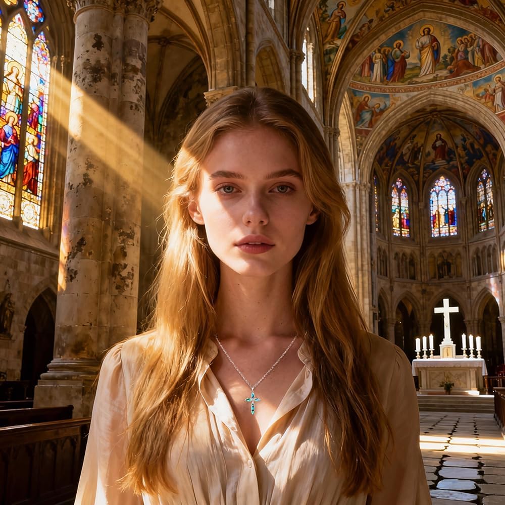 Cross Necklace for Women Sterling Silver Abalone Necklace Cross Pendant Jewelry Christmas Mothers Day Gifts for Faith - Image 7