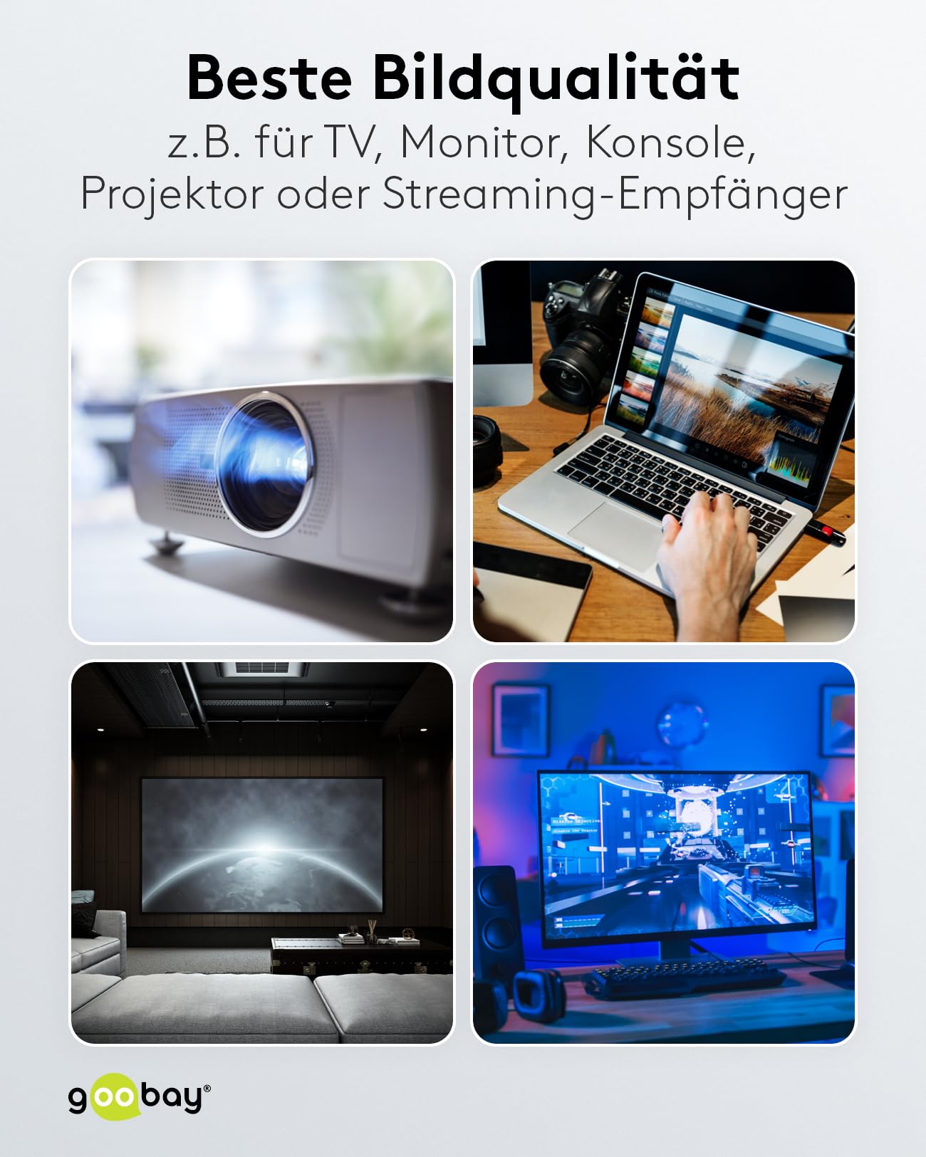goobay 64866 Optyczny kabel połączeniowy DisplayPort Hybrid 2.0 (AOC) / 8K Ultra HD 4320p (60 Hz) / hybrydowy przewód miedziany z włókna szklanego/pozłacane powierzchnie stykowe/DisplayPort na