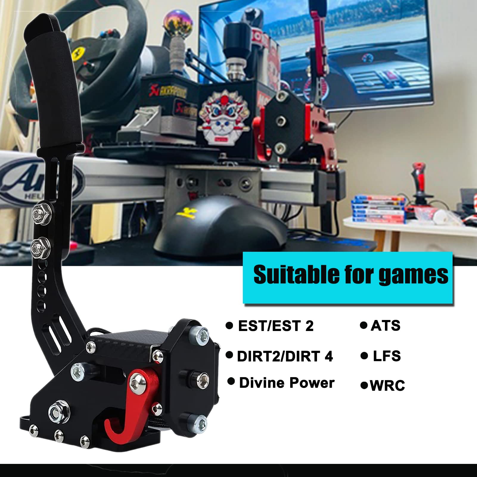 Obokidly Supporto USB 2 in 1 per freno a mano G29 compatibile con PS4/PS5 + PC per Simracing Game Sim Rig con morsetto (nero)