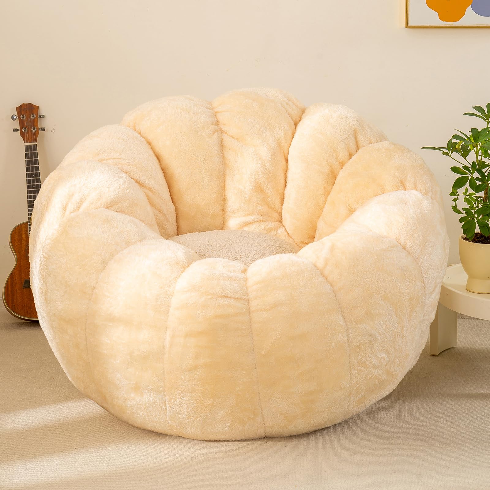 IEVENW Pumpkin Bean Bag Sofa Chair for Adult, Beanbag Couch with Filler for Reading and Relaxation, Comfy and Lazy Sofa for Dorm, Apartment, Living