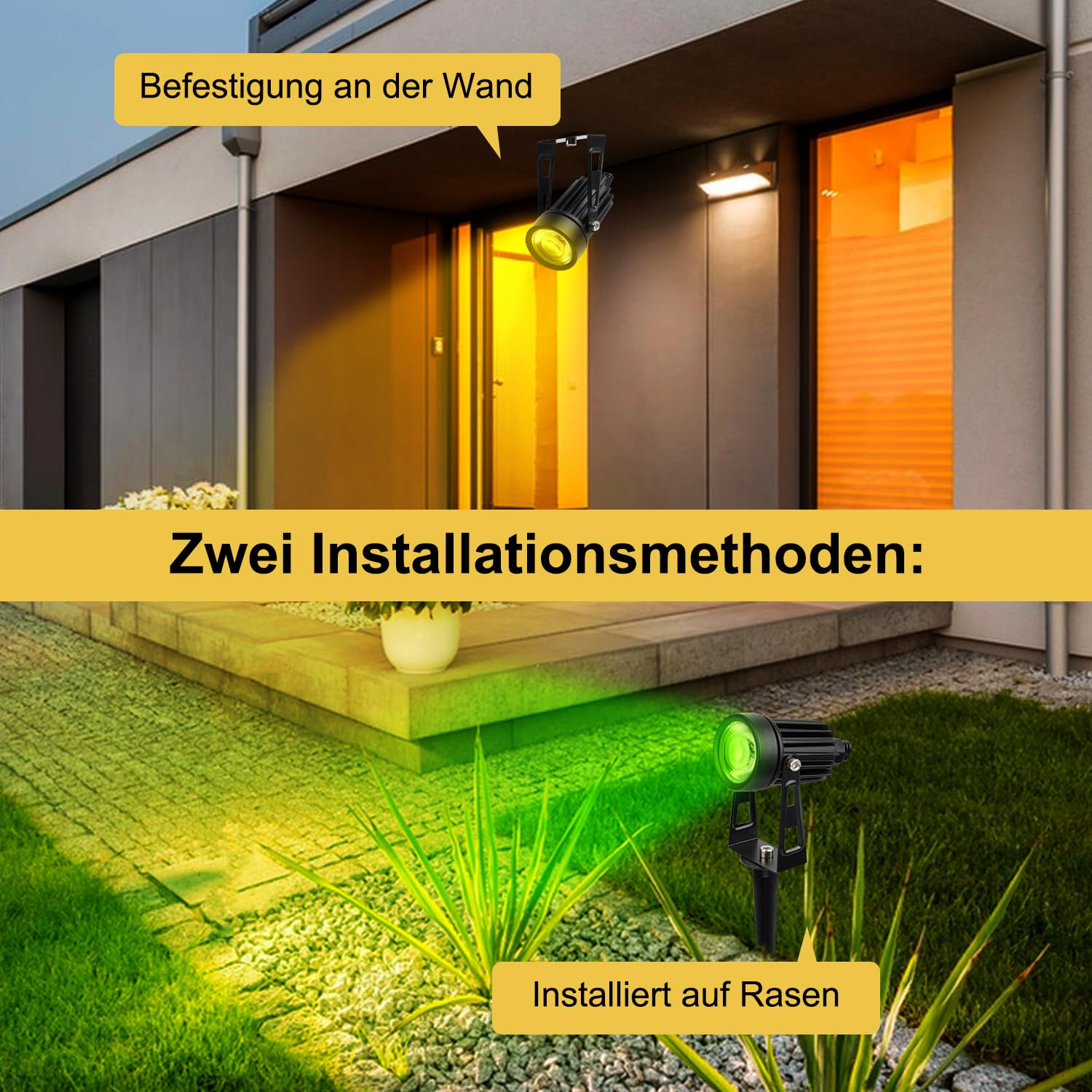 Illuminazione da giardino RGB a LED per esterni con telecomando, timer, corrente, faretti da giardino 3W dimmerabili, 8 pezzi, IP65 impermeabile e funzione sensore per esterni, giardino