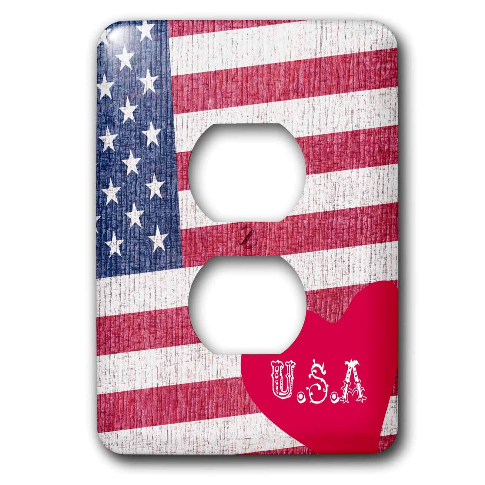 Cache 2 prises drapeau américain Coeur 3dRose lsp_28144_6