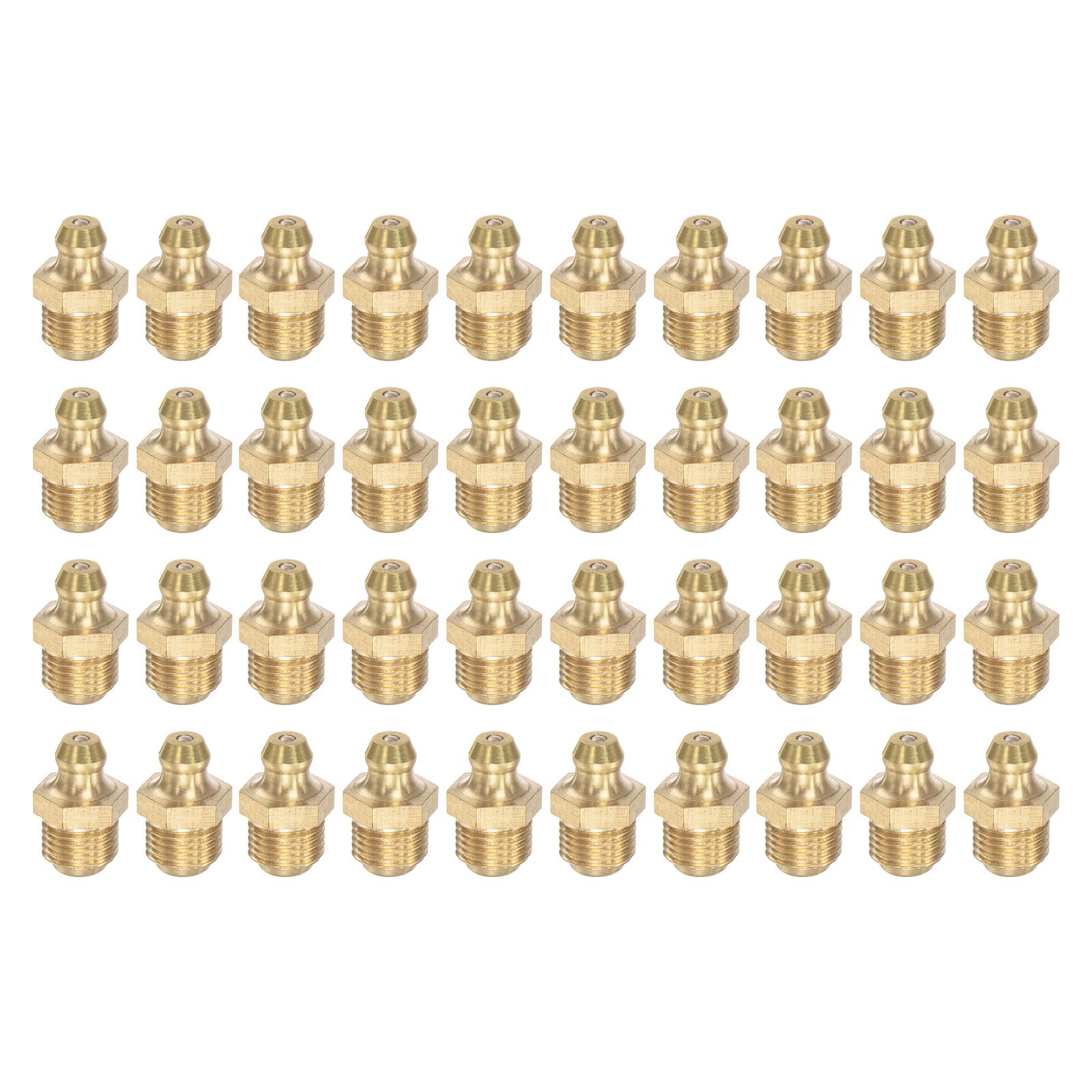 uxcell Brass Straight Grease Fitting M10 x 1mm Thread Hydraulic Grease Fitting Accessories, 40Pcs