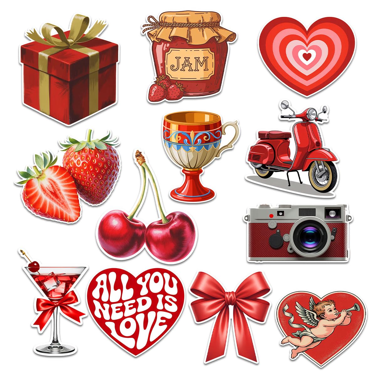 Cadeaux pour petites amies avec autocollants de Saint-Valentin roses