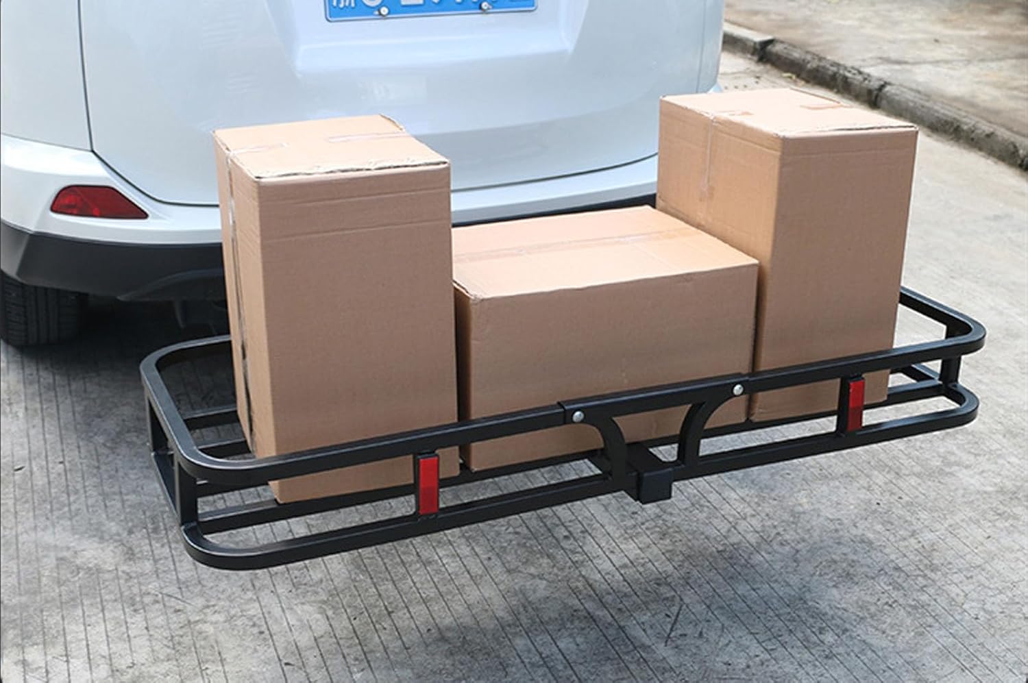 Hitch Mount Cargo Carrier Basket 500 LBS Folding Vehicle Cargo Baskets 2" Receiver Hitch Tightener Fastener
