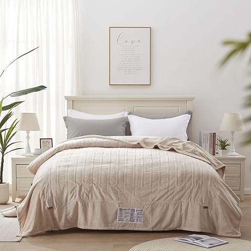 Miniatura 9 de Westinghouse Manta eléctrica de franela  Manta térmica de 62 x 84 pulgadas para el hogar, cama, ajuste de 1 a 12 horas, lavable a máquina, beige