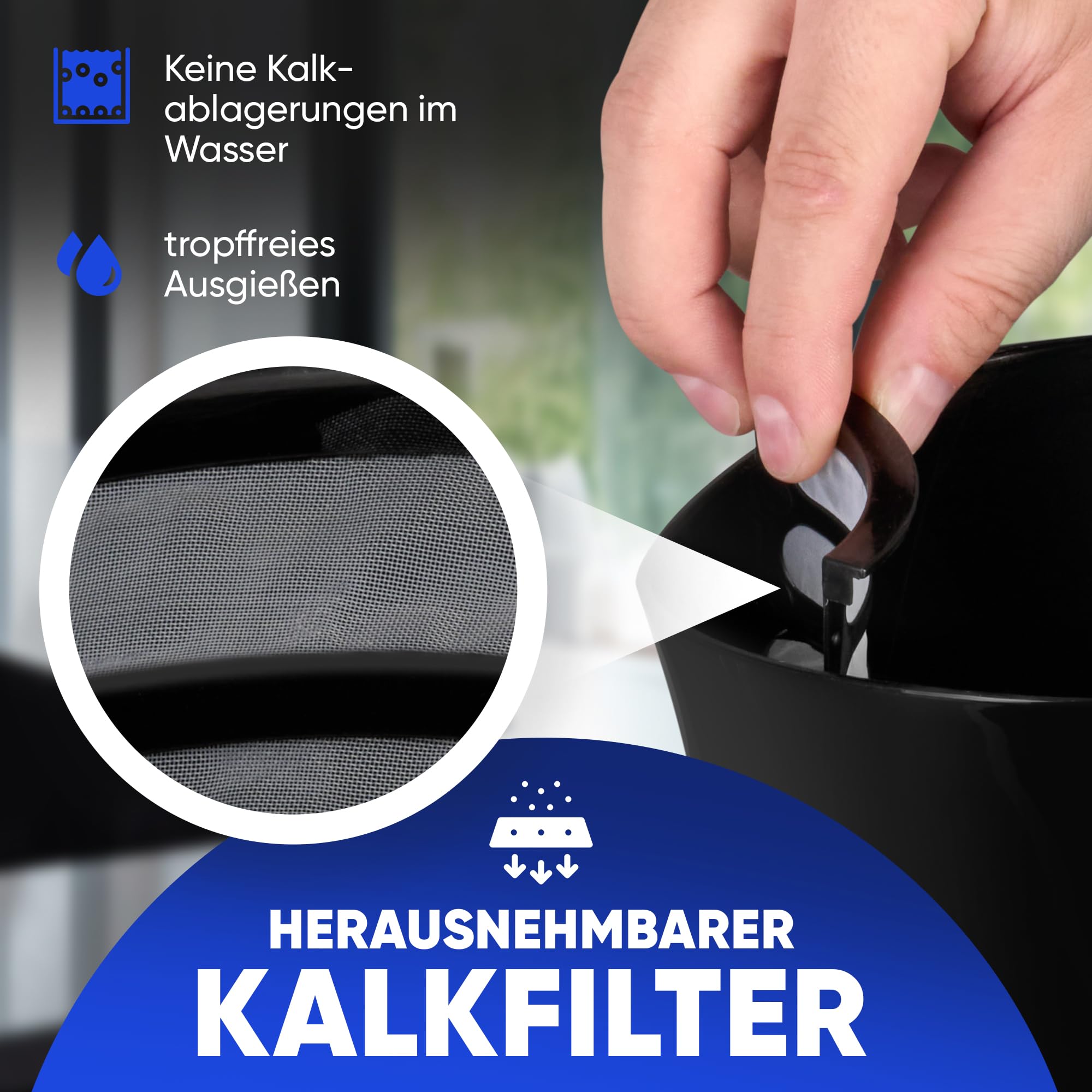 Clatronic Waterkoker | Waterkoker 1,7 L met automatische en handmatige uitschakeling | verwijderbaar kalkfilter | max. 2200Watt | Waterkoker | WK 3819 zwart