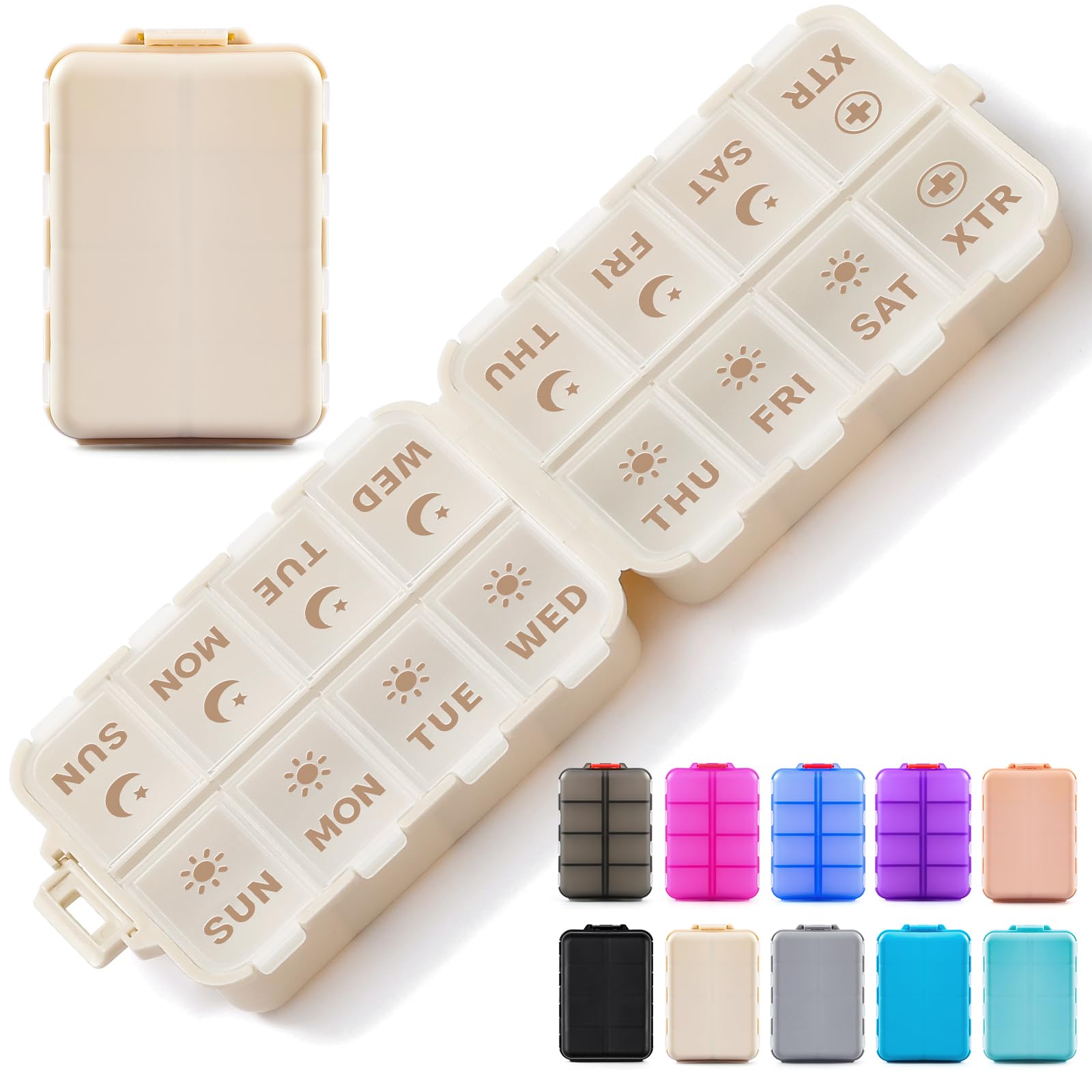 Foldable Portable Pill Organizer Khaki