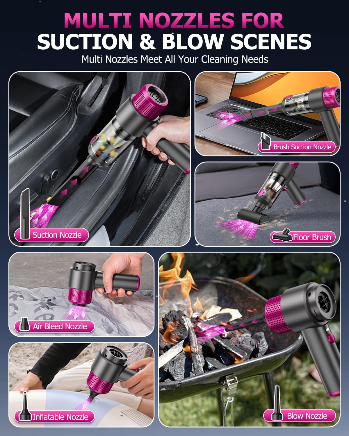 KMM Handheld Car Vacuum Cleaner, Hand Held Vacuum Cleaner & Air Duster view 3