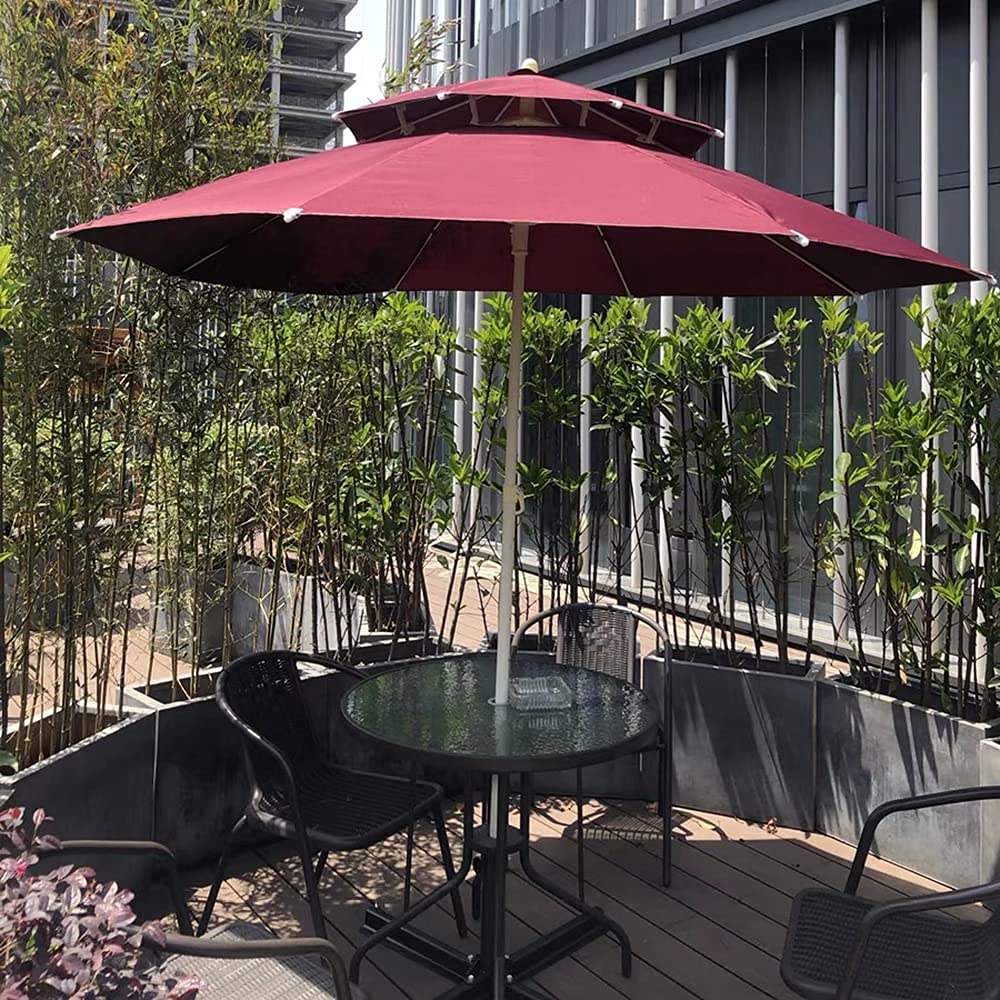 Double-top Parasol Umbrella Outdoor, Garden Parasol 2.5m Tiltable Parasol, Round Shape, UV Protection,Waterproof Oxford Cloth, For Beach/pavilion/balcony/terrace/market, Without Base