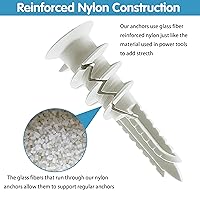 Vista 3 de Kit de anclajes y tornillos de pared en seco, 200 anclajes de pared autoperforantes y tornillos para paneles de yeso, chapa, puerta hueca, pared