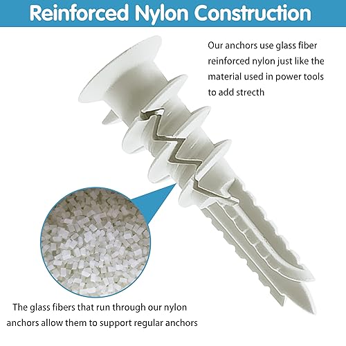 Miniatura 3 de Kit de anclajes y tornillos de pared en seco, 200 anclajes de pared autoperforantes y tornillos para paneles de yeso, chapa, puerta hueca, pared de